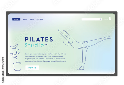 Pilates classes template landing page. Landing one line design one line. website yoga class.