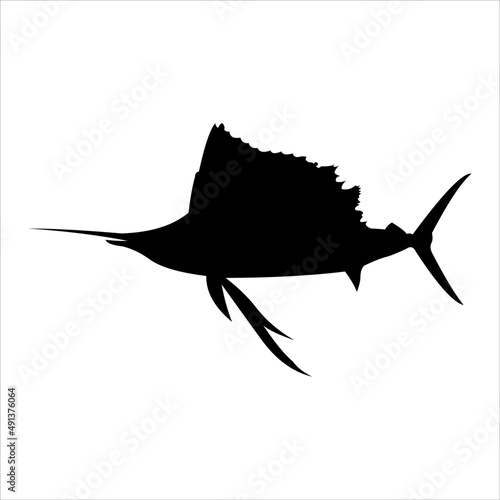 Marlin vector silhouette on white background