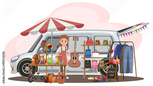 Flea market concept with a car boot sale