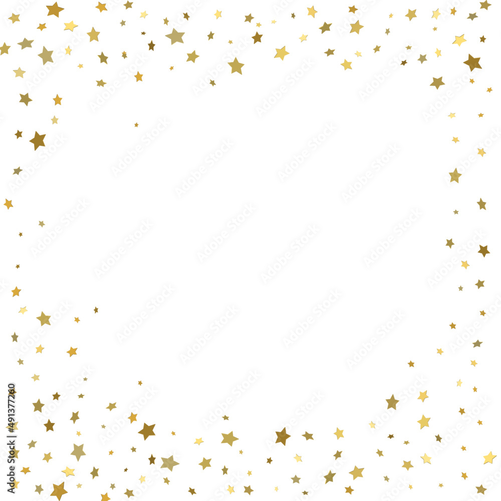 Gold flying stars confetti magic holiday frame Gold flying stars confetti magic holiday frame