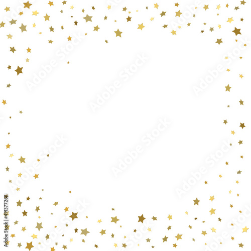 Gold flying stars confetti magic holiday frame 