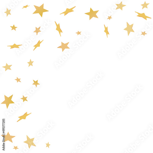 Gold flying stars confetti magic holiday frame