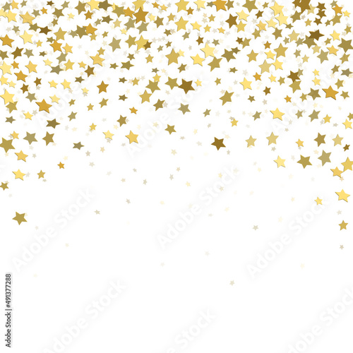 Fototapeta Gold flying stars confetti magic holiday frame