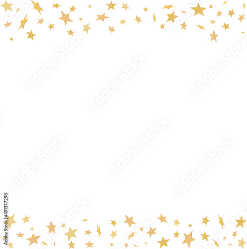 Gold flying stars confetti magic holiday frame 