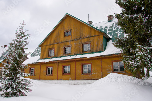 View of the cottage in winter