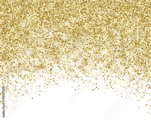 Gold glitter texture frame. Festive decoration with sparkling glitter