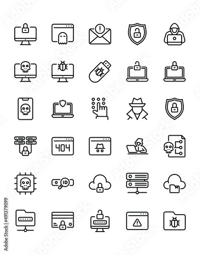 Hacker  Icon Set 240 isolated on white background