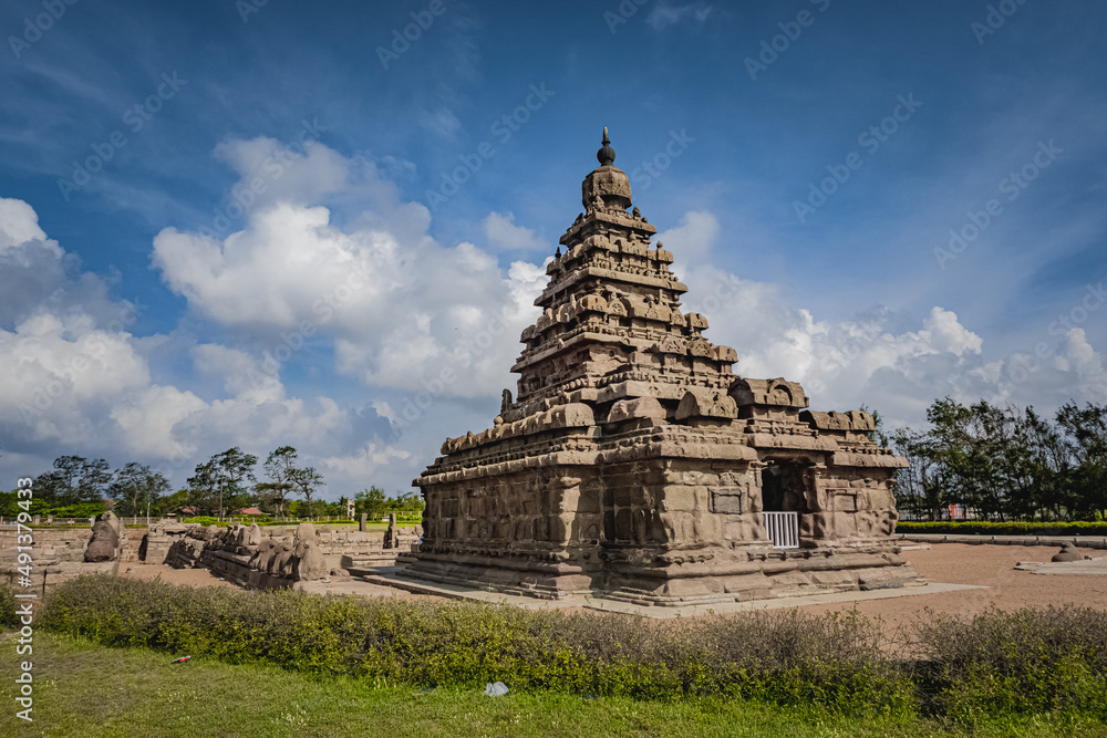 Shore temple built by Pallavas is UNESCO`s World Heritage Site located at Mamallapuram or Mahabalipuram in Tamil Nadu, South India. Very ancient place in the world.