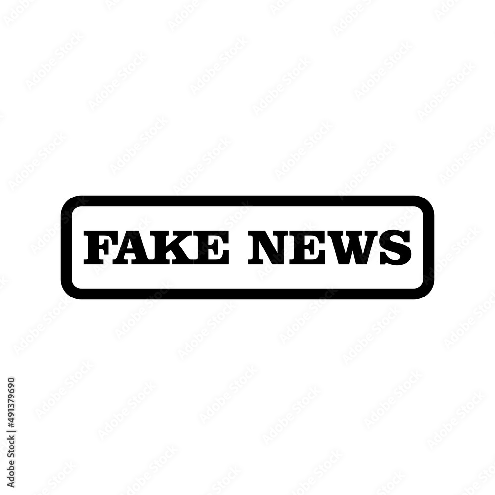 Fake news. Warning sign in a black frame with black text about the spread of false information. Fake news. Warning sign in a black frame with black text about the spread of false information.