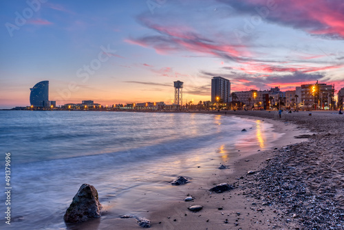 Photography The beach of Barcelona in Spain during a beautiful sunset