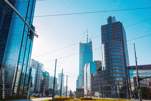 Warsaw, Poland - February 2, 2020: Modern building in Warsaw, Poland