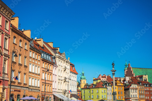 Warsaw, Poland - February 2, 2020: Antique building view in Old Town Warsaw, Poland