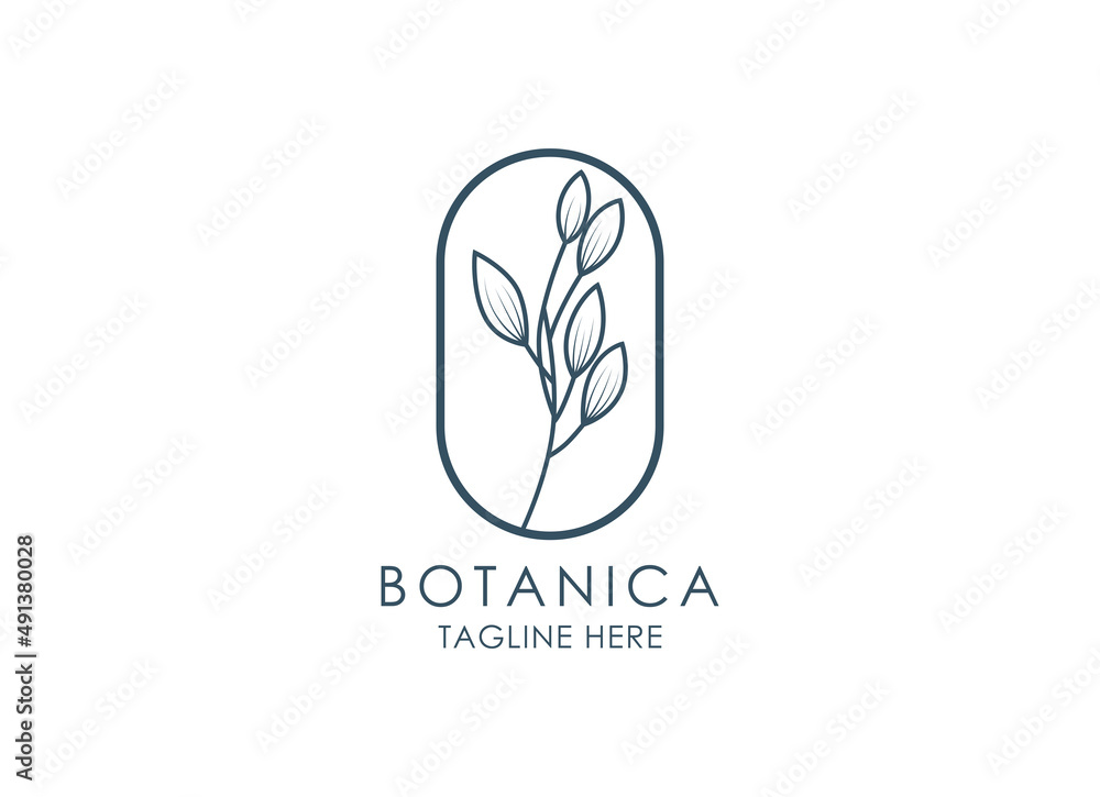Botanica vector logo. Bio cosmetics emblem. Organic product sign. Leaf and flowers illustration Botanica vector logo. Bio cosmetics emblem. Organic product sign. Leaf and flowers illustration