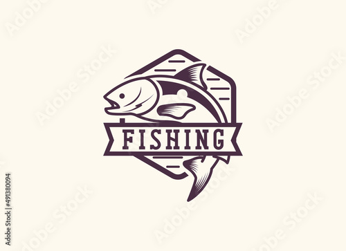 Fishing logo design template. Fishing Emblem Vector