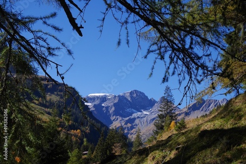 Photography Panoramic view of Sardona, tectonic arena in canton St