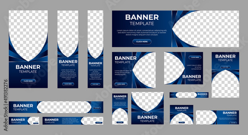 Abstract banner design web template Set, Horizontal header web banner. Modern Gradient Blue cover header background for website design, Social Media Cover ads banner, flyer, invitation card