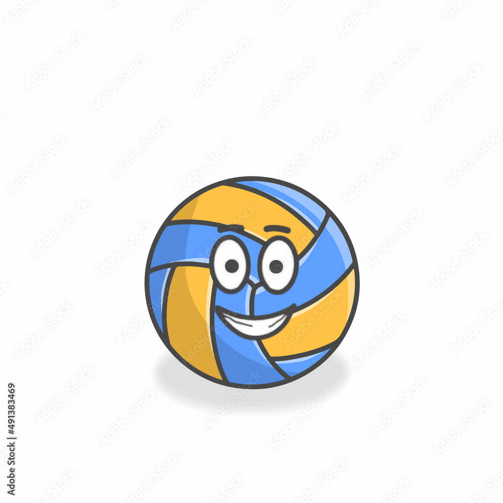 Volley Ball Cute Character Flat Cartoon Vector Design Illustration Volley Ball Cute Character Flat Cartoon Vector Design Illustration