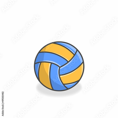 Volley Ball Cute Character Flat Cartoon Vector Design Illustration