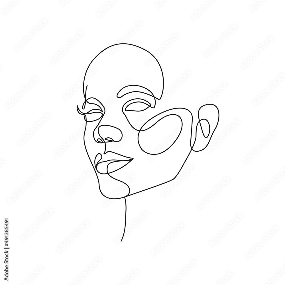 Woman Abstract Face Continuous Line Drawing. Female Face One Line Style. Minimalist Fashion Concept, Woman Beauty Drawing. Modern Contemporary Portrait. Vector EPS 10 Woman Abstract Face Continuous Line Drawing. Female Face One Line Style. Minimalist Fashion Concept, Woman Beauty Drawing. Modern Contemporary Portrait. Vector EPS 10