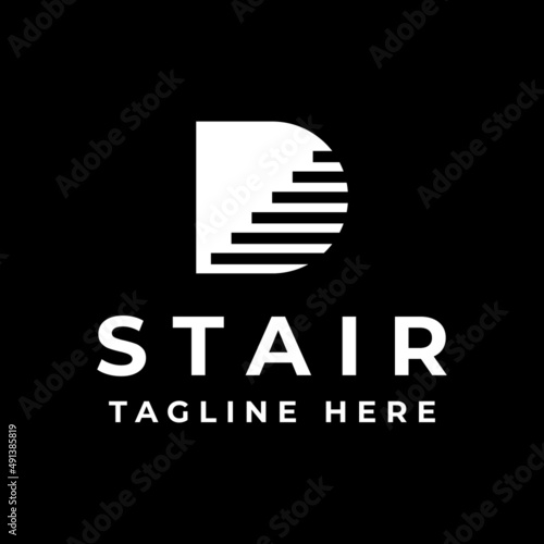 letter D with stair logo design