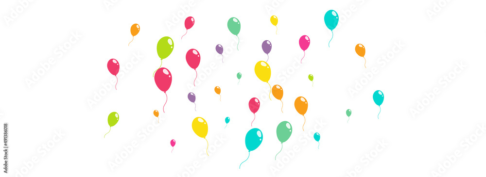 Multicolor Happy Baloon Vector Panoramic White