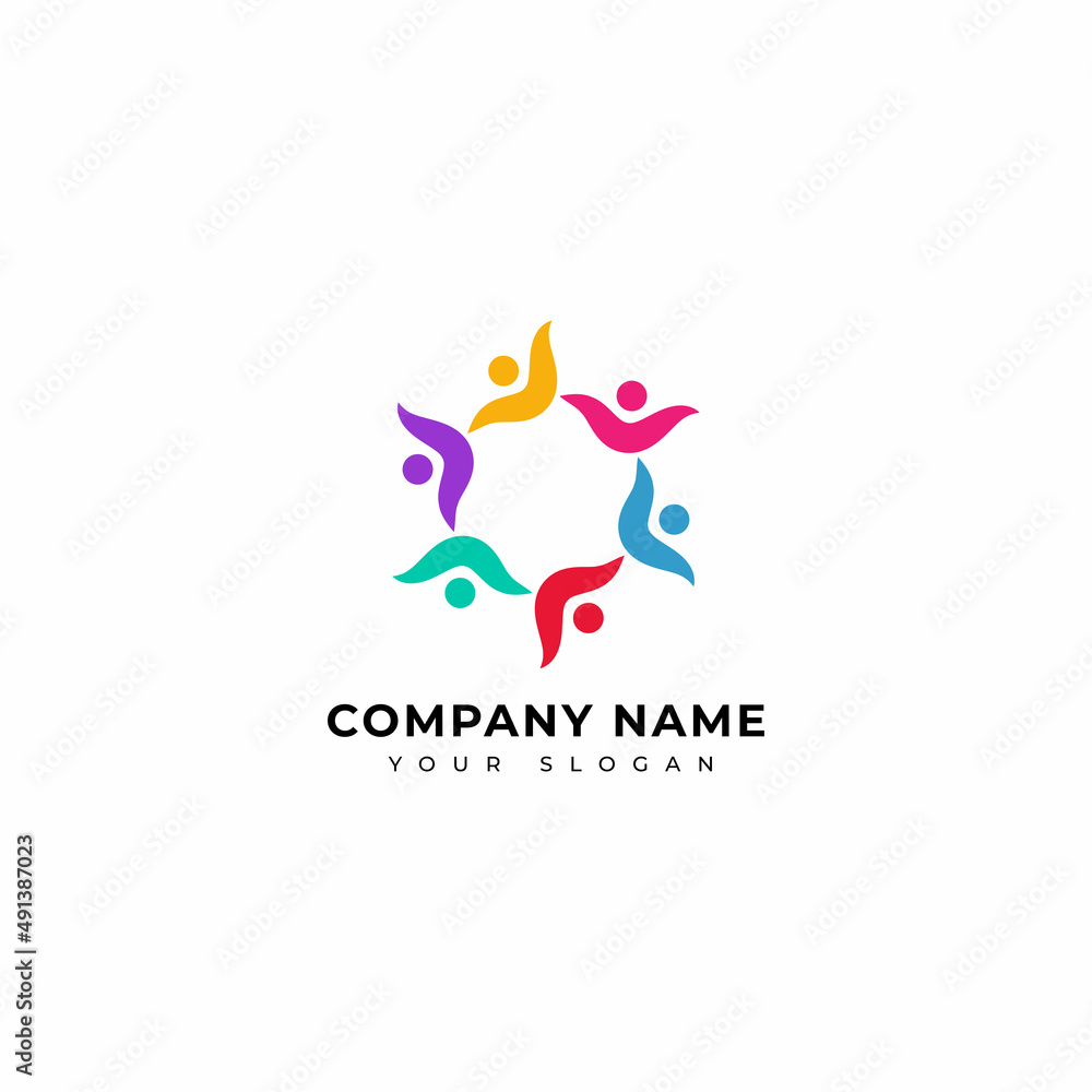 colorful business community logo design colorful business community logo design
