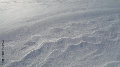 movement of snow particles on a white snow fancy cover