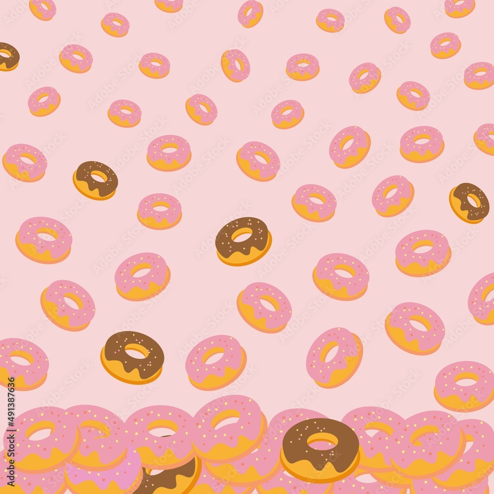 colorful donuts falling from above colorful donuts falling from above