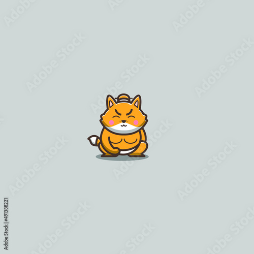 japanese sumo fox vector illustration
