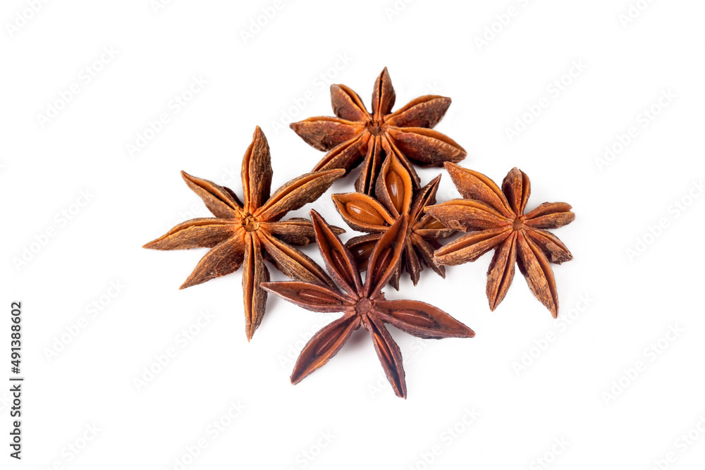 Star anise on the white background Star anise on the white background