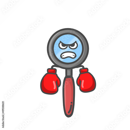 Magnifying Glass Cute Character Flat Cartoon Vector Design Illustration