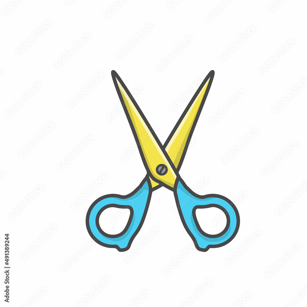 Scissor Cute Character Flat Cartoon Vector Design Illustration Scissor Cute Character Flat Cartoon Vector Design Illustration
