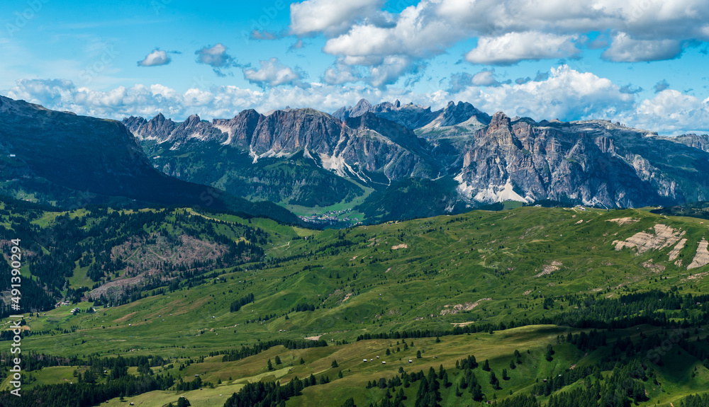 View from Sief mountain peak in the Dolomites