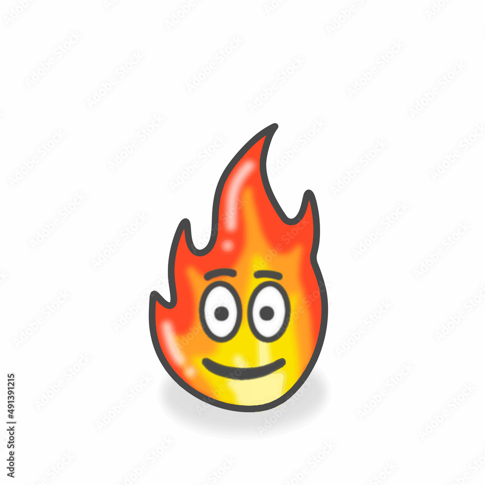 Fire Cute Character Flat Cartoon Vector Design Illustration Fire Cute Character Flat Cartoon Vector Design Illustration