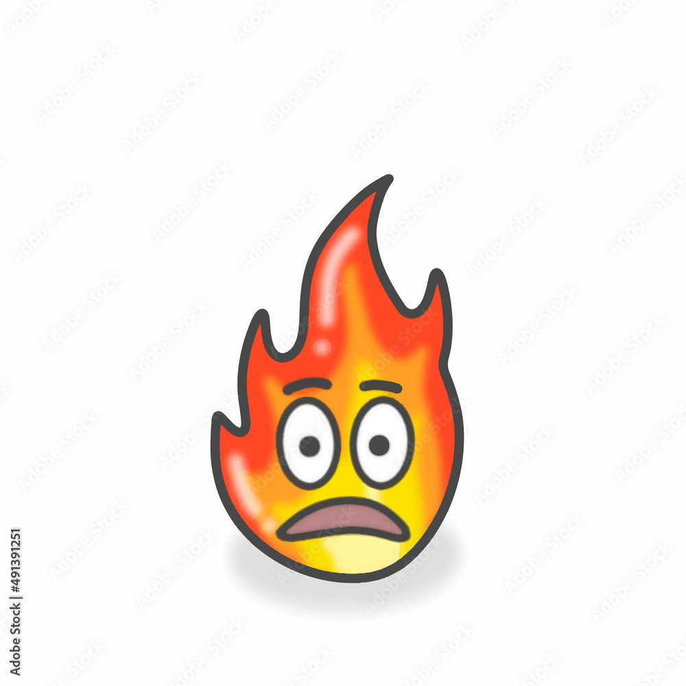 Fire Cute Character Flat Cartoon Vector Design Illustration Fire Cute Character Flat Cartoon Vector Design Illustration