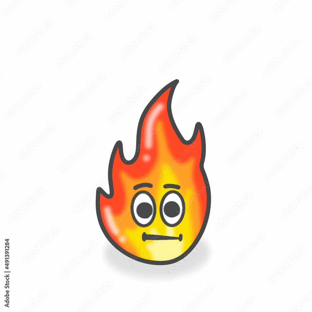 Fire Cute Character Flat Cartoon Vector Design Illustration