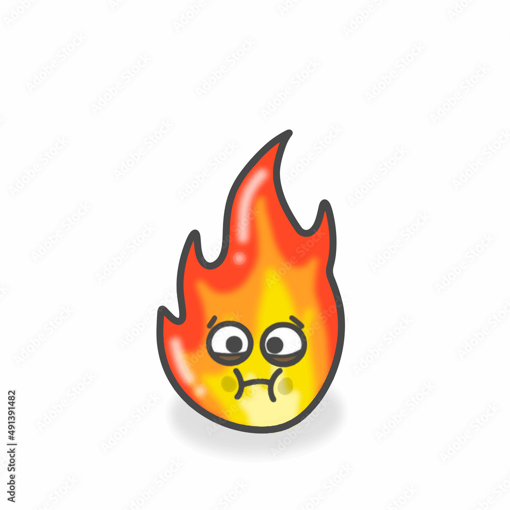 Fire Cute Character Flat Cartoon Vector Design Illustration Fire Cute Character Flat Cartoon Vector Design Illustration