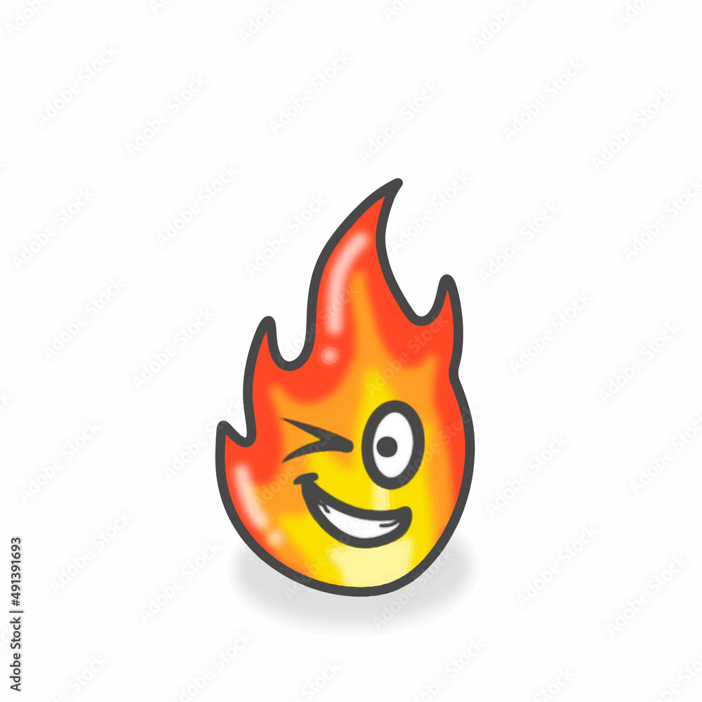 Fire Cute Character Flat Cartoon Vector Design Illustration Fire Cute Character Flat Cartoon Vector Design Illustration