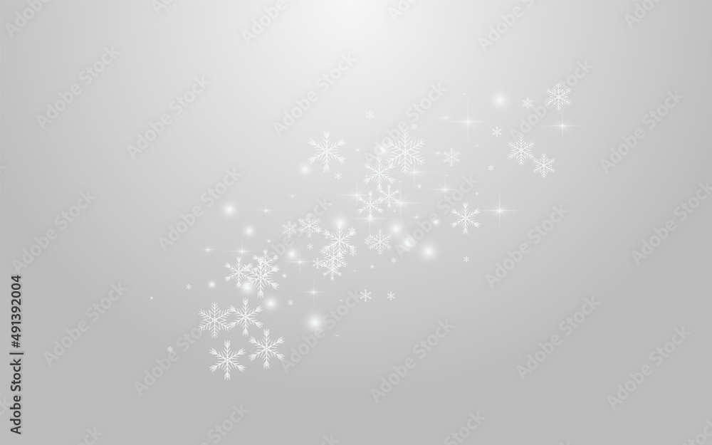 Fototapeta premium White Snowflake Vector Grey Background. Grey Glow