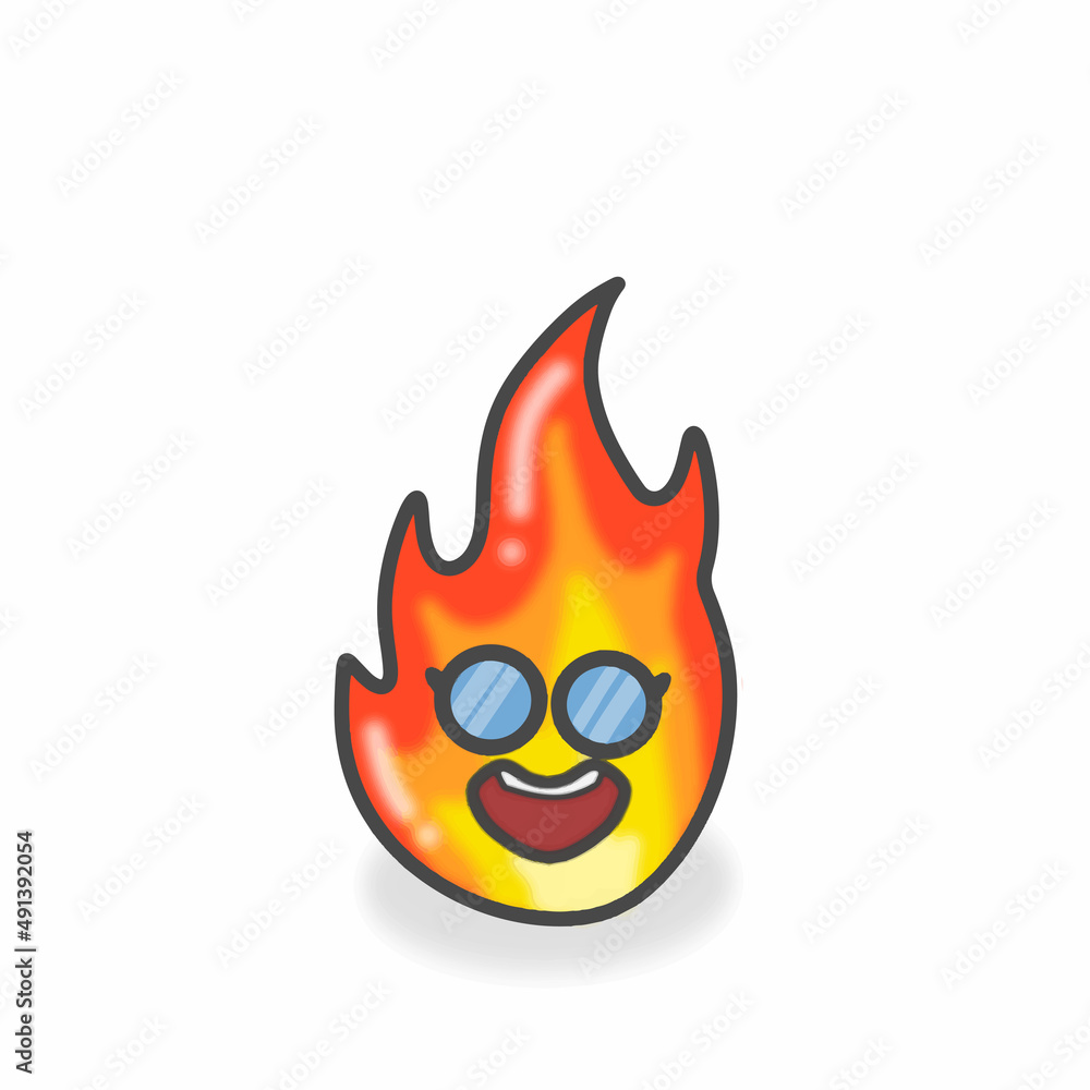 Fire Cute Character Flat Cartoon Vector Design Illustration Fire Cute Character Flat Cartoon Vector Design Illustration