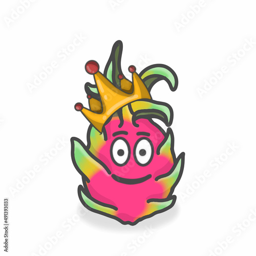 Dragon Fruit Cute Character Flat Cartoon Vector Design Illustration