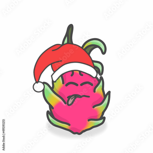 Dragon Fruit Cute Character Flat Cartoon Vector Design Illustration