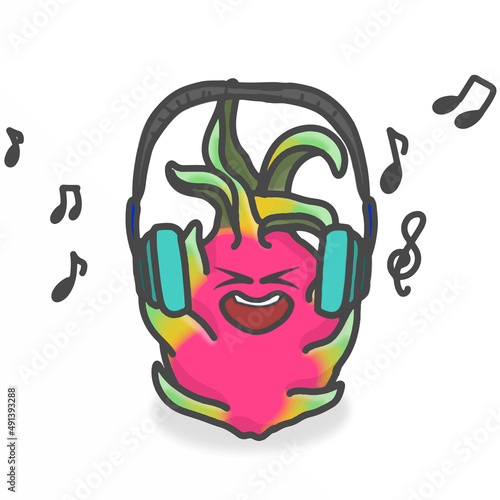 Dragon Fruit Cute Character Flat Cartoon Vector Design Illustration