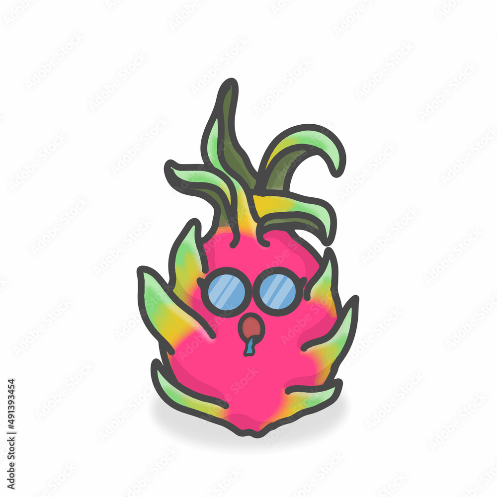 Dragon Fruit Cute Character Flat Cartoon Vector Design Illustration Dragon Fruit Cute Character Flat Cartoon Vector Design Illustration