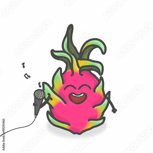 Dragon Fruit Cute Character Flat Cartoon Vector Design Illustration