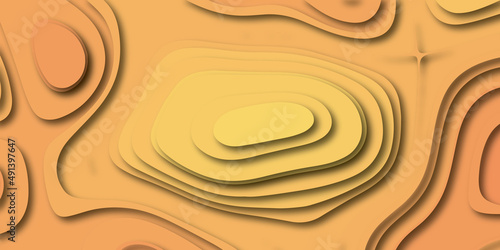 Abstract paper cut white background. Topographic canyon map light relief texture, abstract realistic papercut decoration textured with wavy layers. Abstract papercut and multi layer cutout geometric.