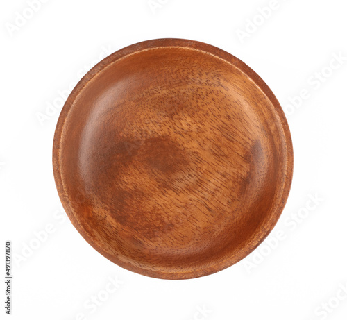 Wooden bowl isolated on a white background