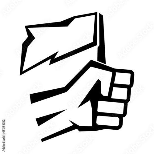 Hands clenched power strength icon. Fist sign. Vector illustration.
