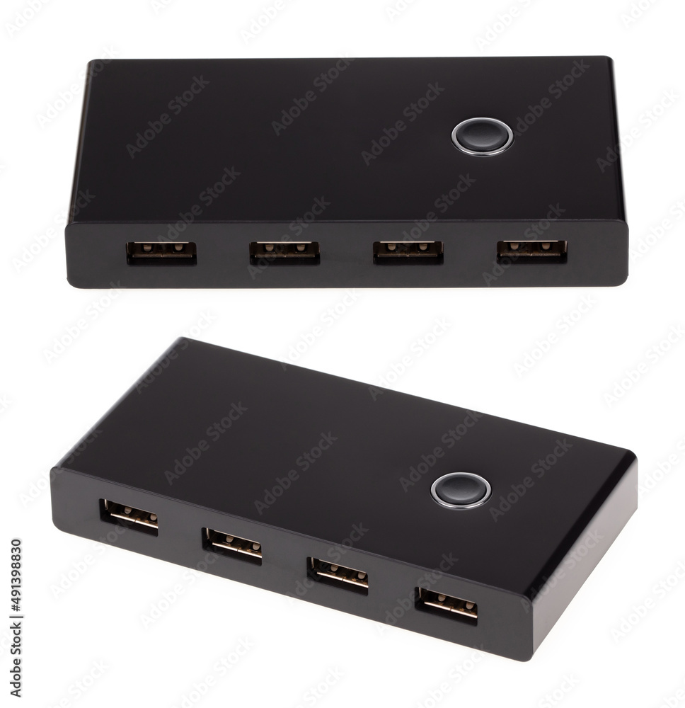 Obraz premium Set of usb 3.0 hub 4 port isolated on white background.