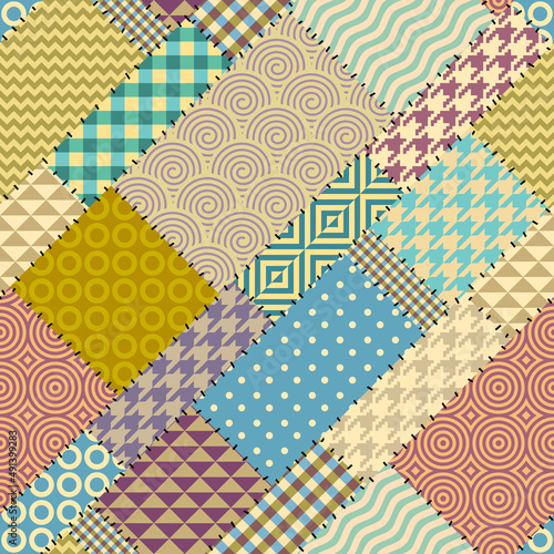 Patchwork textile pattern. Seamless quilting design background.